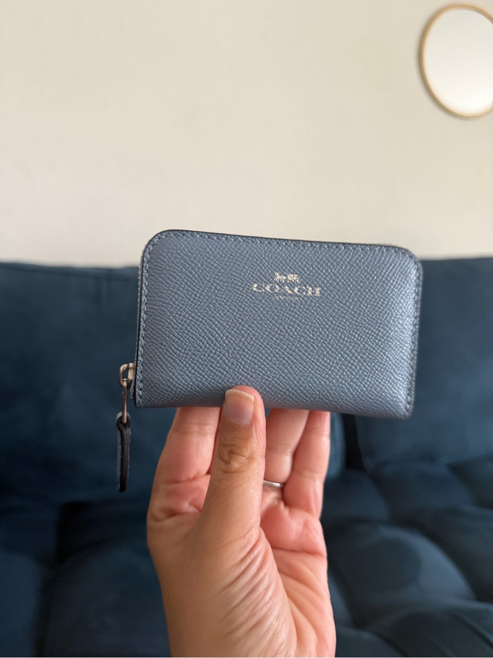 Coach pool blue zip around card case wallet